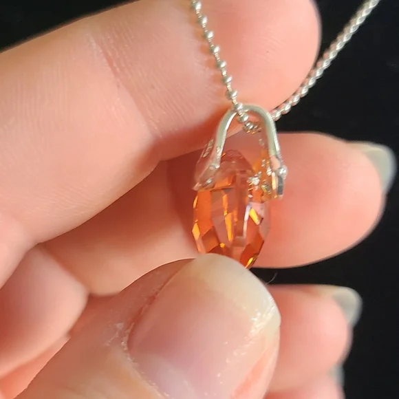 Sterling And Aurora Borealis Crystal Necklace - Picture 7 of 9